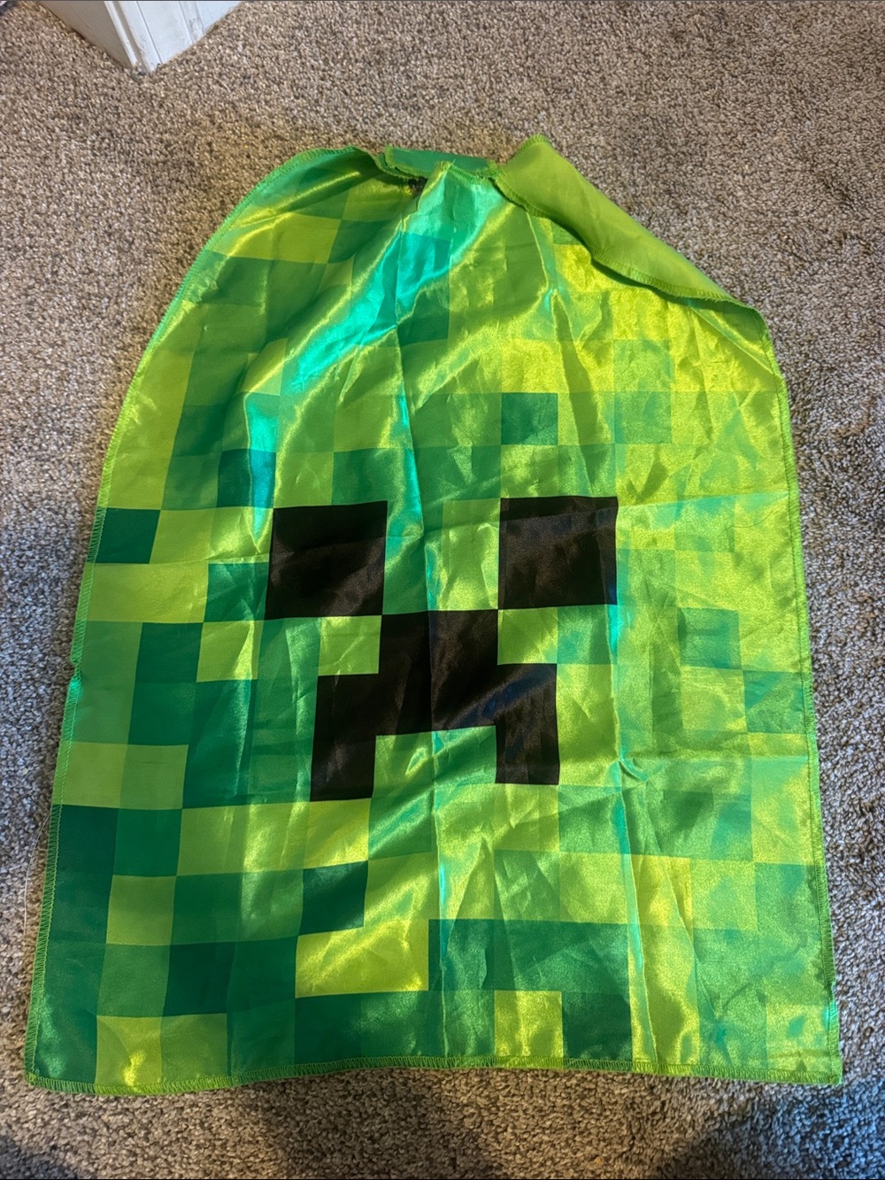 Kids Green Pixel Creeper Costume Cape Minecraft